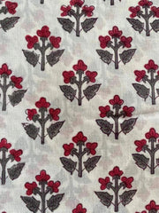 Red Flower Print Cotton Fabric, Sewing Fabric, Dressmaking banyans Fabric, Indian Fabric By The Yard,Craft Fabric, Upholstery Fabric - Rohiyaan